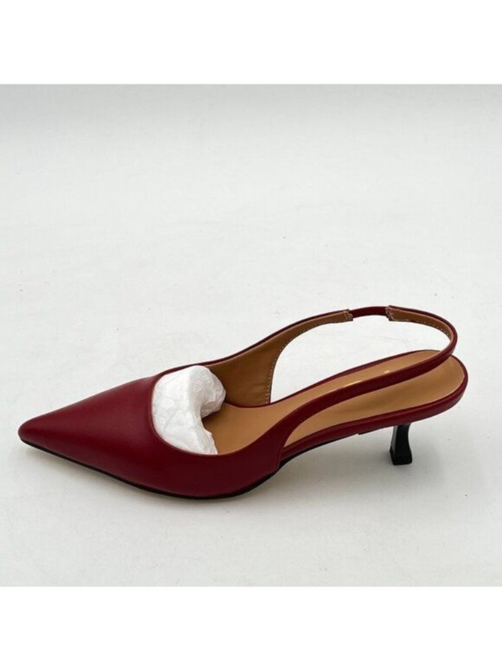 FSJ Women Classic Slingback Pumps Low Kitten Mid Heels Sandal Pointy Toe